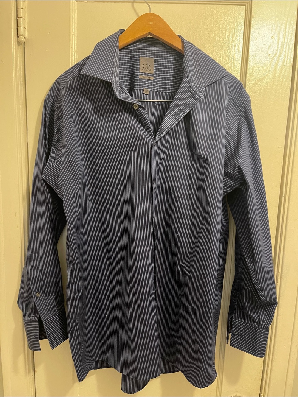 Calvin Klein Navy and White Pinstripe Dress Shirt (item 63)